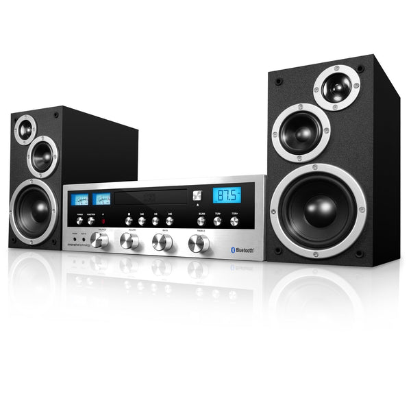 Sistema estéreo Bluetooth con reproductor de CD, radio FM, entrada auxiliar y conector para auriculares