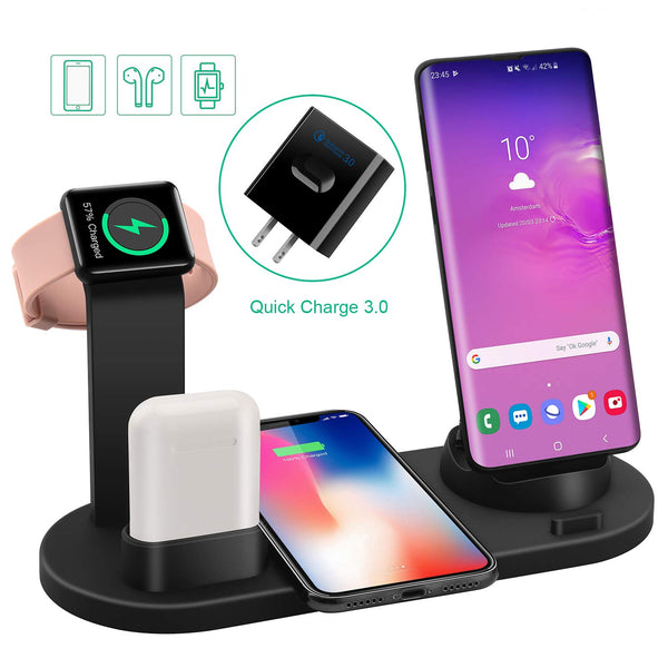 Estación de carga rápida inalámbrica 4 en 1 para iPhone, Apple Watch y AirPods