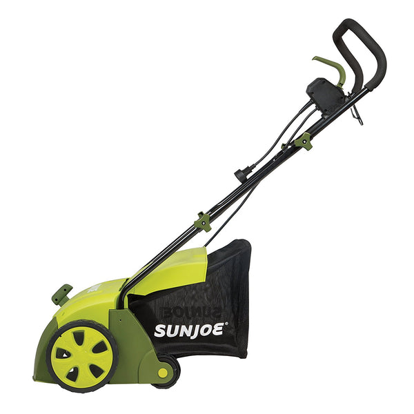 Escarificador eléctrico Sun Joe de 12,6 pulgadas y desbrozadora de césped con bolsa recolectora