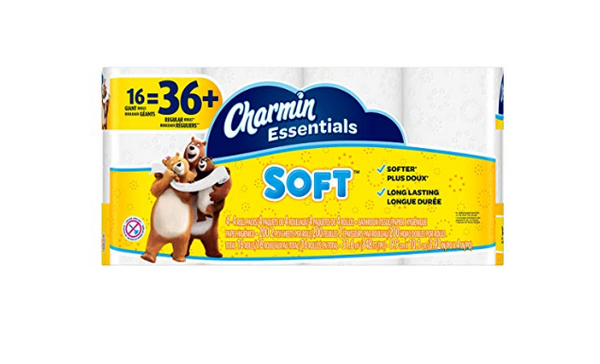 8 paquetes de 16 rollos de papel higiénico suave Charmin Essentials