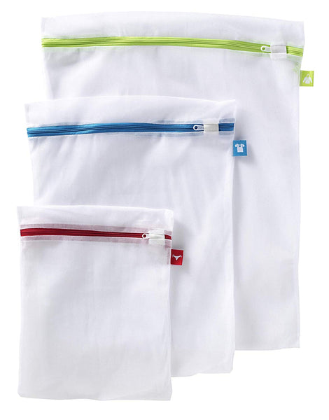 Neceseres de malla con cremallera y código de colores Whitmor de 3 piezas