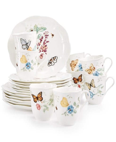 Lenox Butterfly Meadow 18-Piece Dinnerware Set + 2 Bonus Mugs