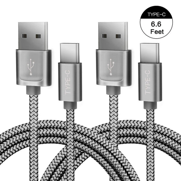 Pack of 2 braided USB-C to USB-A Cable with Cable Ties
