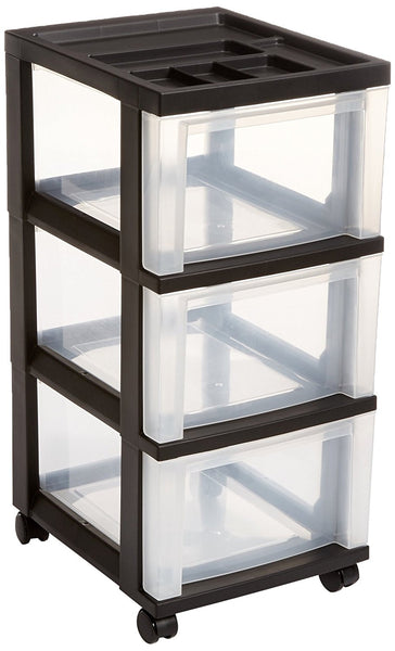 IRIS 3-Drawer Storage Cart with Organizer Top