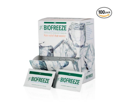 Paquete de 100 paquetes de gel Biofreeze para aliviar el dolor