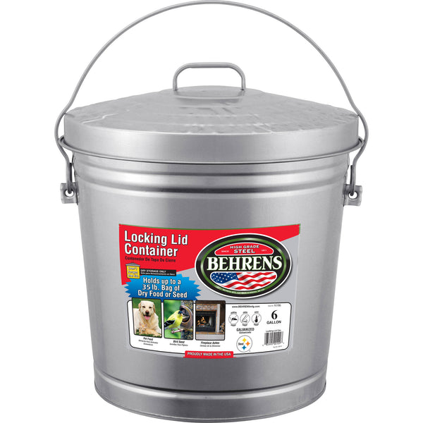 6-Gallon Galvanized Steel Locking-Lid Can