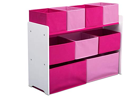 Delta Children Deluxe Multi-Bin Toy Organizer with Storage Bins, White/Pink