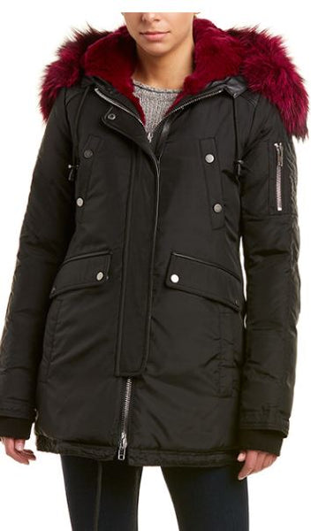 Nicole Benisti leather trim down coat
