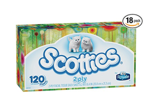 18 boxes of Scotties tissues