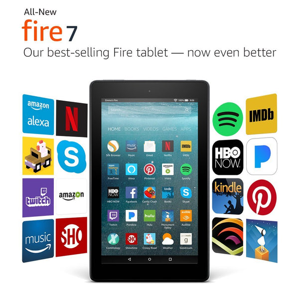 Fire 7 Tablet with Alexa, 7" Display, 8 GB or 16 GB