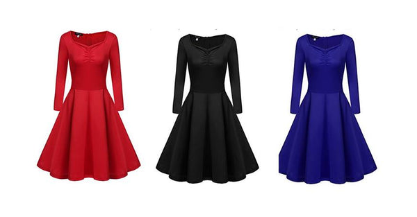 Vestido de té con vuelo para mujer.