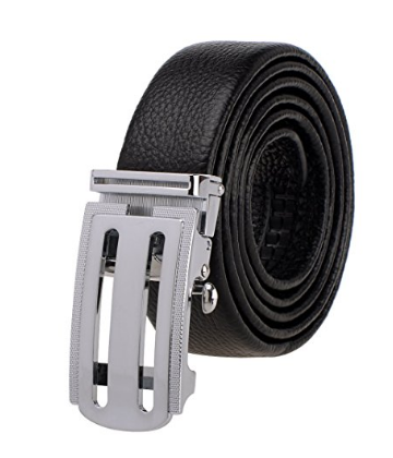 Leather men's buckle belt