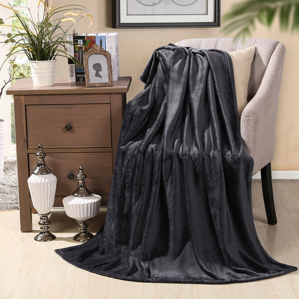 50" x 60" fleece throw blanket, grey