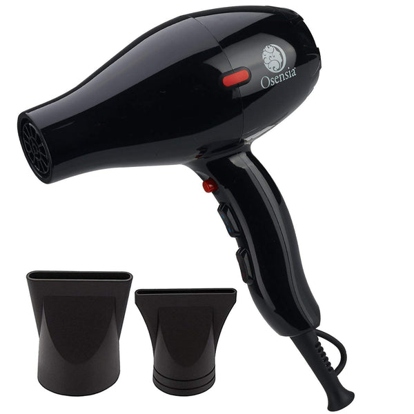 Professional Tourmaline Ionic Ceramic Blow Dryer with 2 Nozzle Attachments and Travel Bag