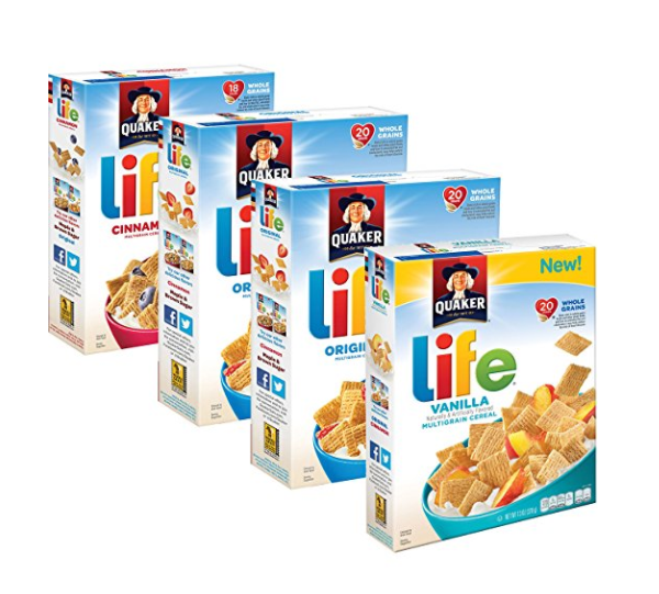 4 boxes of Quaker Life Breakfast cereal variety pack