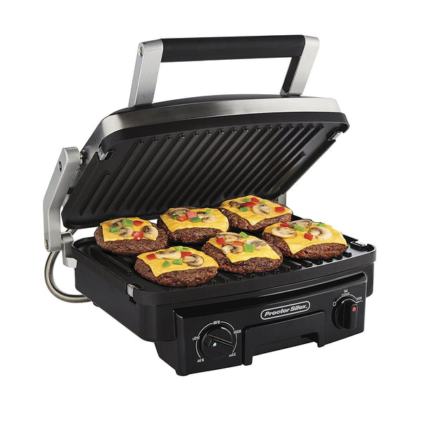 Proctor Silex 5-in-1 Indoor Countertop Grill, Griddle & Panini Press