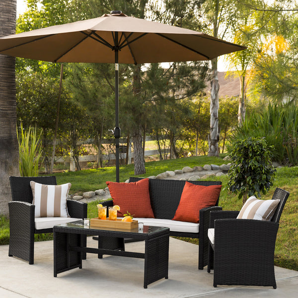 4-Piece Rattan Wicker Patio Furniture Set