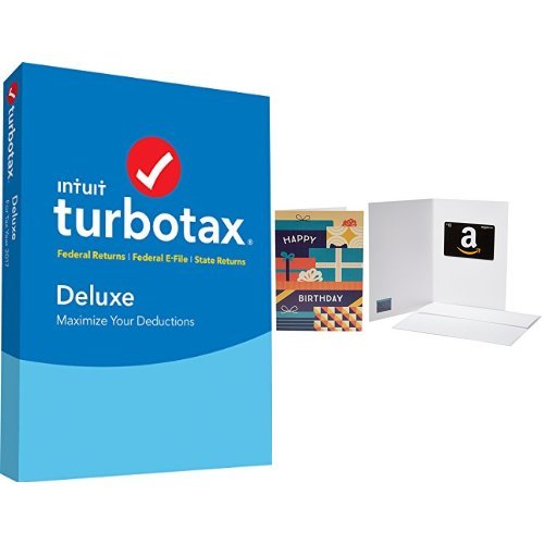 TurboTax Deluxe 2017 Tax Software Federal & State + Fed Efile PC/MAC Disc & $10 Amazon Gift Card