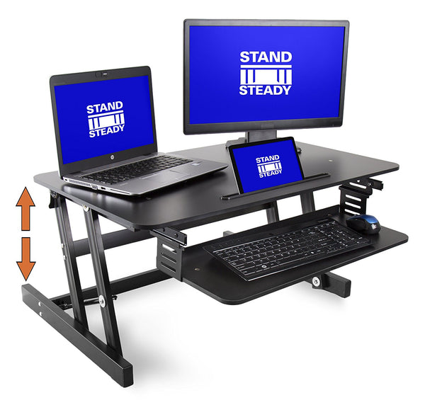 2 monitor adjustable sit and stand desk