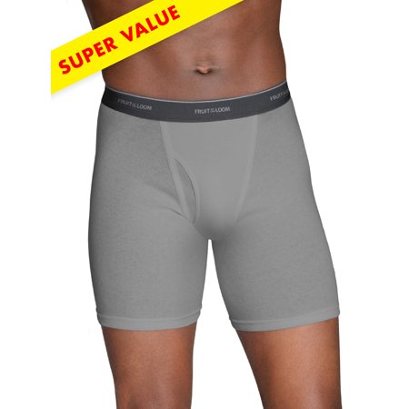 Fruit of the Loom Men's Super Value Black/Gray Boxer Briefs, 10 Pack