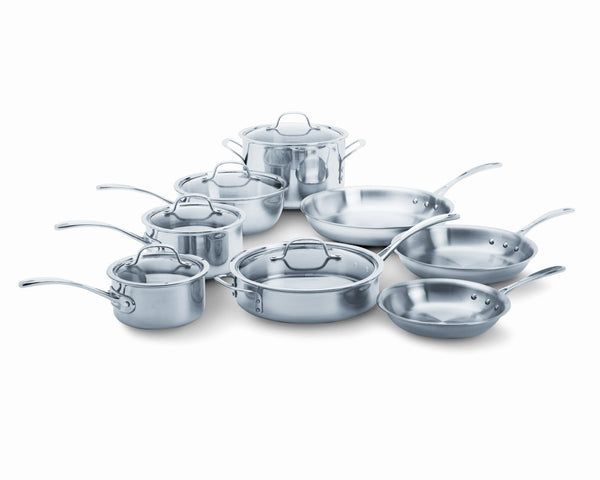 Juego de utensilios de cocina Calphalon de tres capas de acero inoxidable de 13 piezas