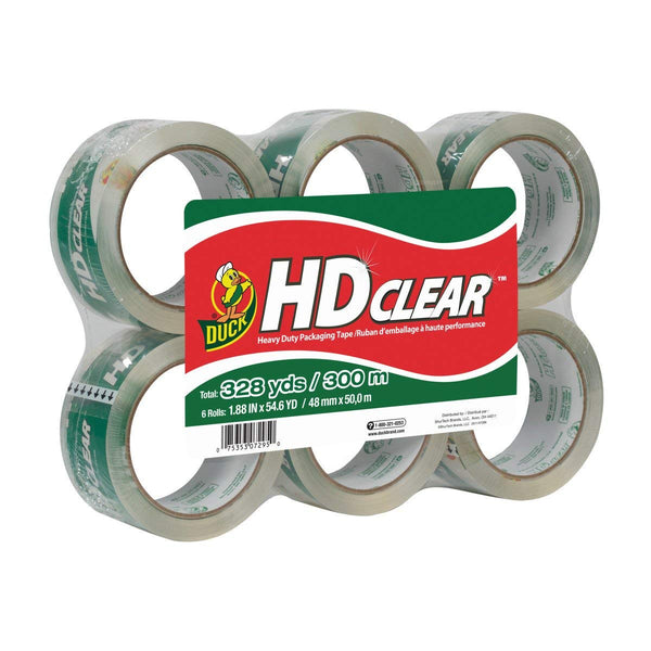 6 rolls of Duck HD Clear Heavy Duty Packaging Tape