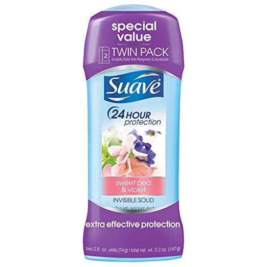 Suave Sweet Pea Antiperspirant Deodorant, 2.6 oz, Twin Pack