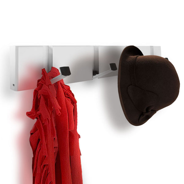 4 Satin Nickel Flip Wall Mounted Coat and Hat Rack Hooks