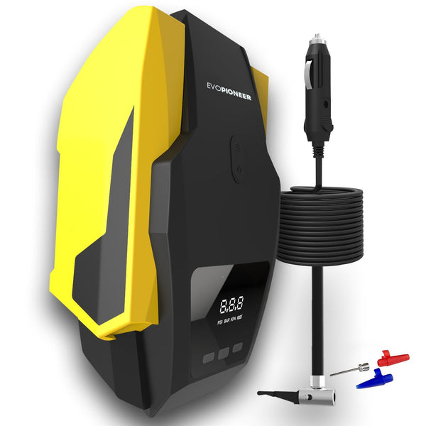 Portable car air compressor, tire inflator