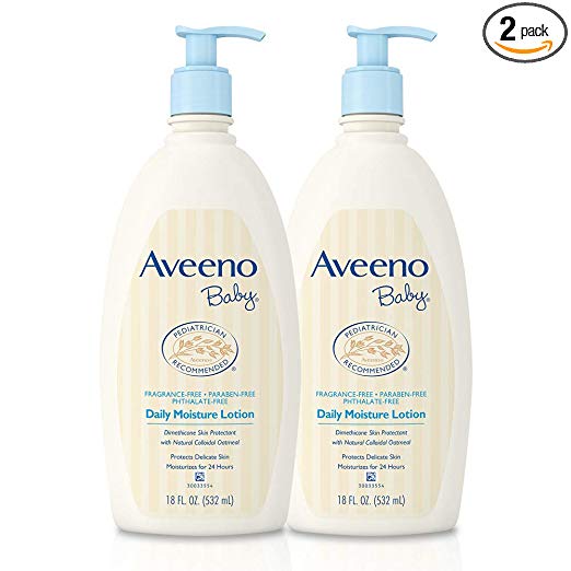 2 Loción humectante diaria Aveeno Baby con avena y dimeticona, sin fragancia