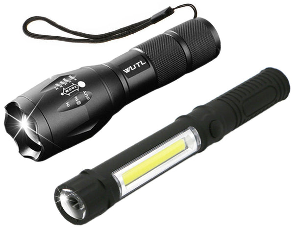 LED tactical flashlight with LED work light