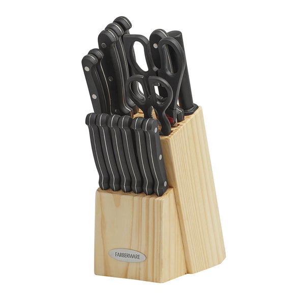 17 piece Farberware knife block set