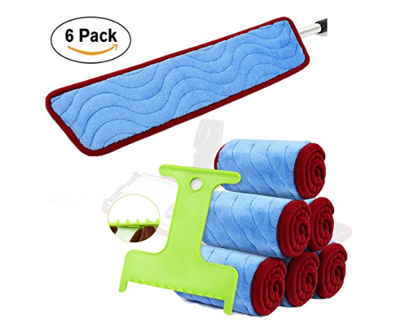 Pack of 6 microfiber washable mop pads