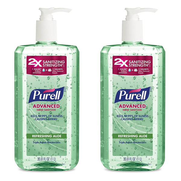 Pack of 2 Purell hand sanitizer, 1 liter