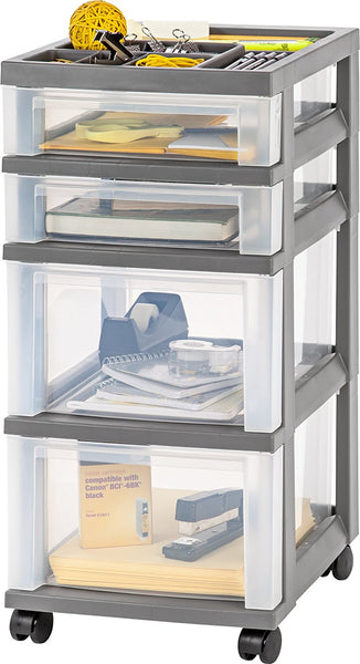 IRIS 4-Drawer Storage Cart with Organizer Top