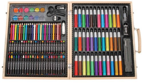 Juego de arte premium de 131 piezas con caja de madera