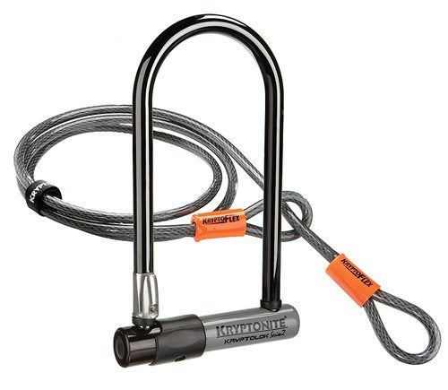 KryptoLok heavy duty bicycle U lock with 4 ft flex bike cable
