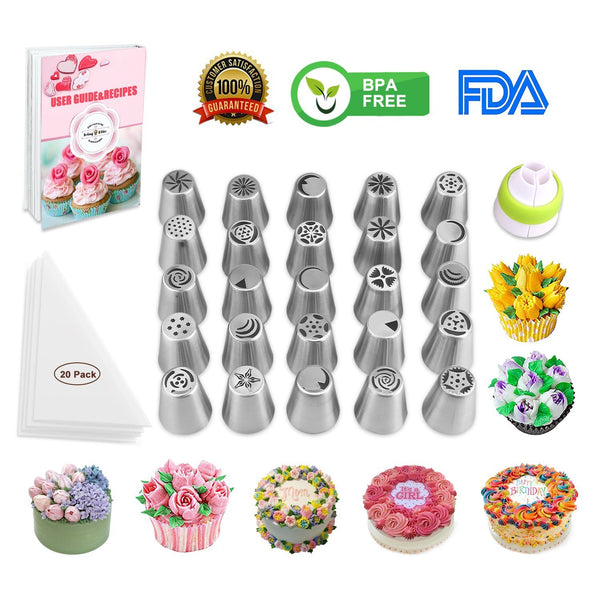 46 piece Russian nozzle stainless steel frosting tips