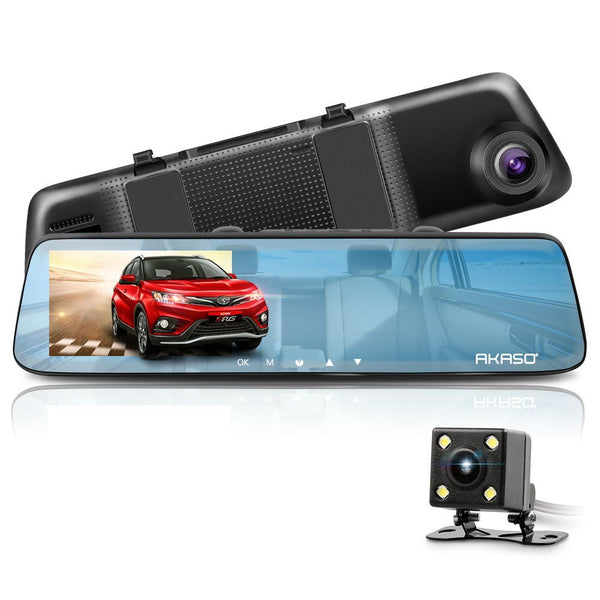 AKASO Mirror Dash Cam with Night Vision, Reversing Camera & Parking Monitor