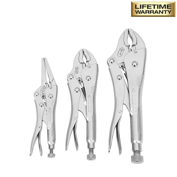 6.5 in. Long Nose 7 in. and 10 in. Locking Plier Set (3-Piece)