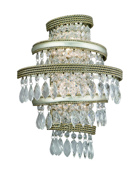 Corbett Lighting Diva Aplique de pared de 12.0 in de ancho con dos luces, hoja de plata y hoja de oro