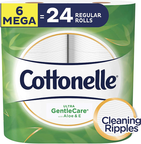 6 Mega Rolls (24 Reg. Rolls) Cottonelle Ultra GentleCare Toilet Paper