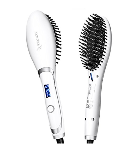 2-in-1 Ceramic Heating Iron Hair Detangling Straightener Brush