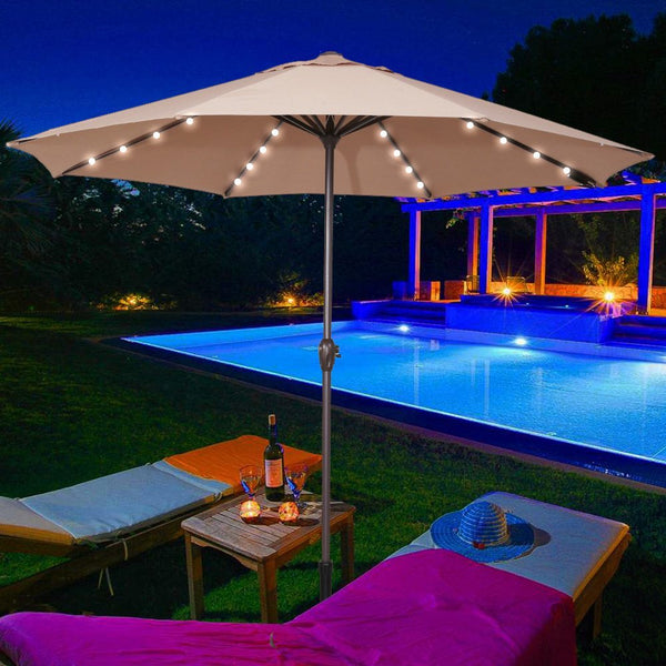 Sombrilla con 32 luces LED.