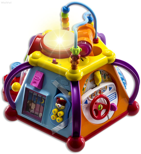 Centro de juegos de cubo de actividades musicales con luces