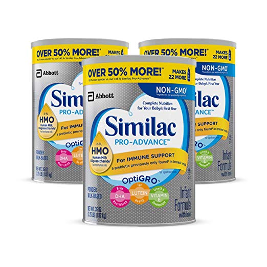 3-Pack 36oz Similac Pro-Advance Non-GMO Infant Formula with Iron