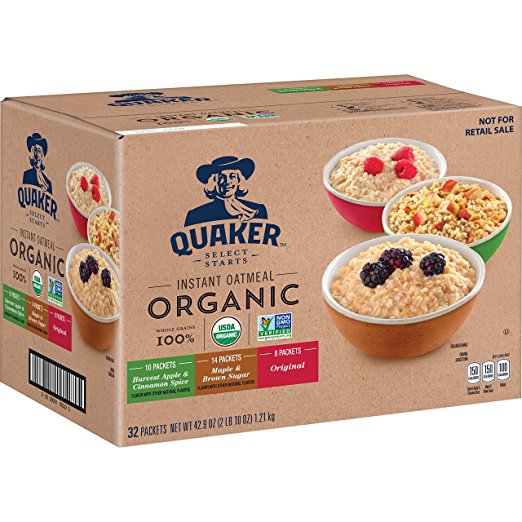 32-Count Quaker Organic Instant Oatmeal (Variety Pack)