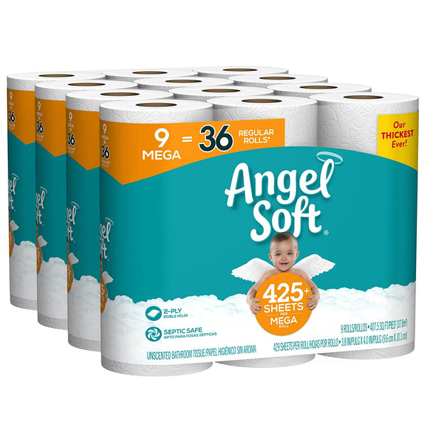 36 mega rollos de papel higiénico Angel Soft
