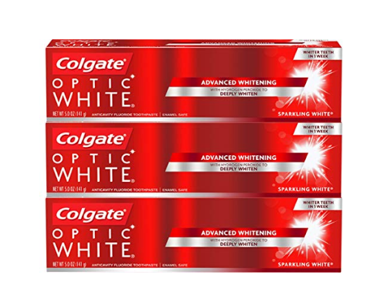 3 Pasta de dientes blanqueadora Colgate Optic White