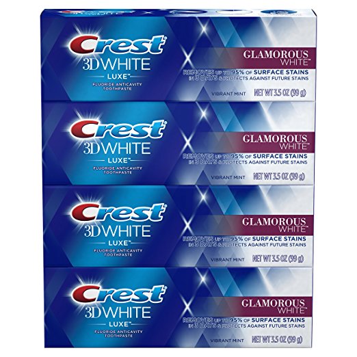 Paquete de 4 pastas de dientes Crest 3D White Luxe Glamorous White